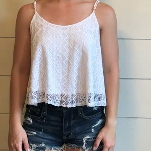 White Lace Crop Top Tank